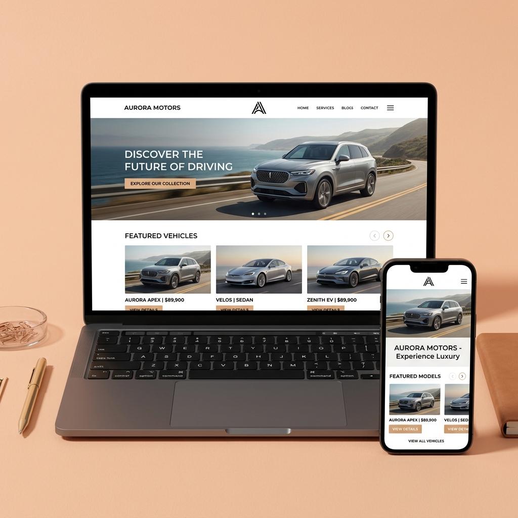 Responsive showroom view perfectly optimized on premium laptop and smartphone displays
