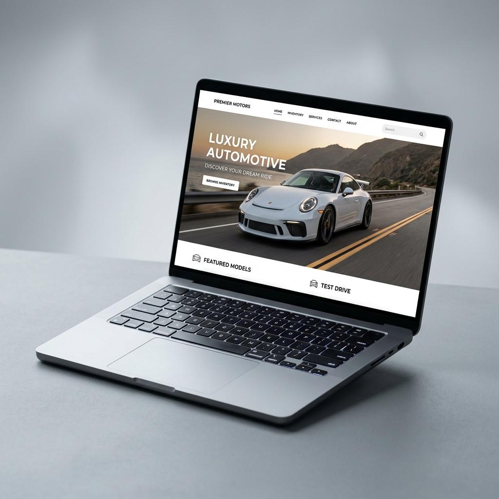 Professional Car Showroom Laptop Mockup